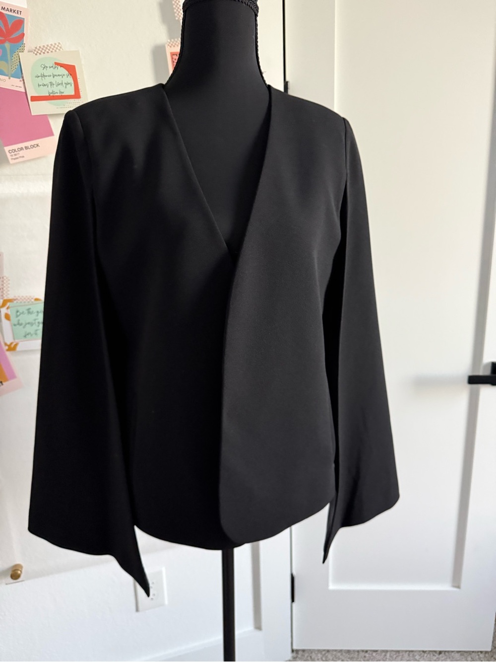 DKNY Black Satin Lined Jacket with Gold Chain Detail